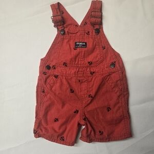 Oshkosh Toddler Boys 18m Shortalls Red Anchor Sailor Nautical 100% Cotton